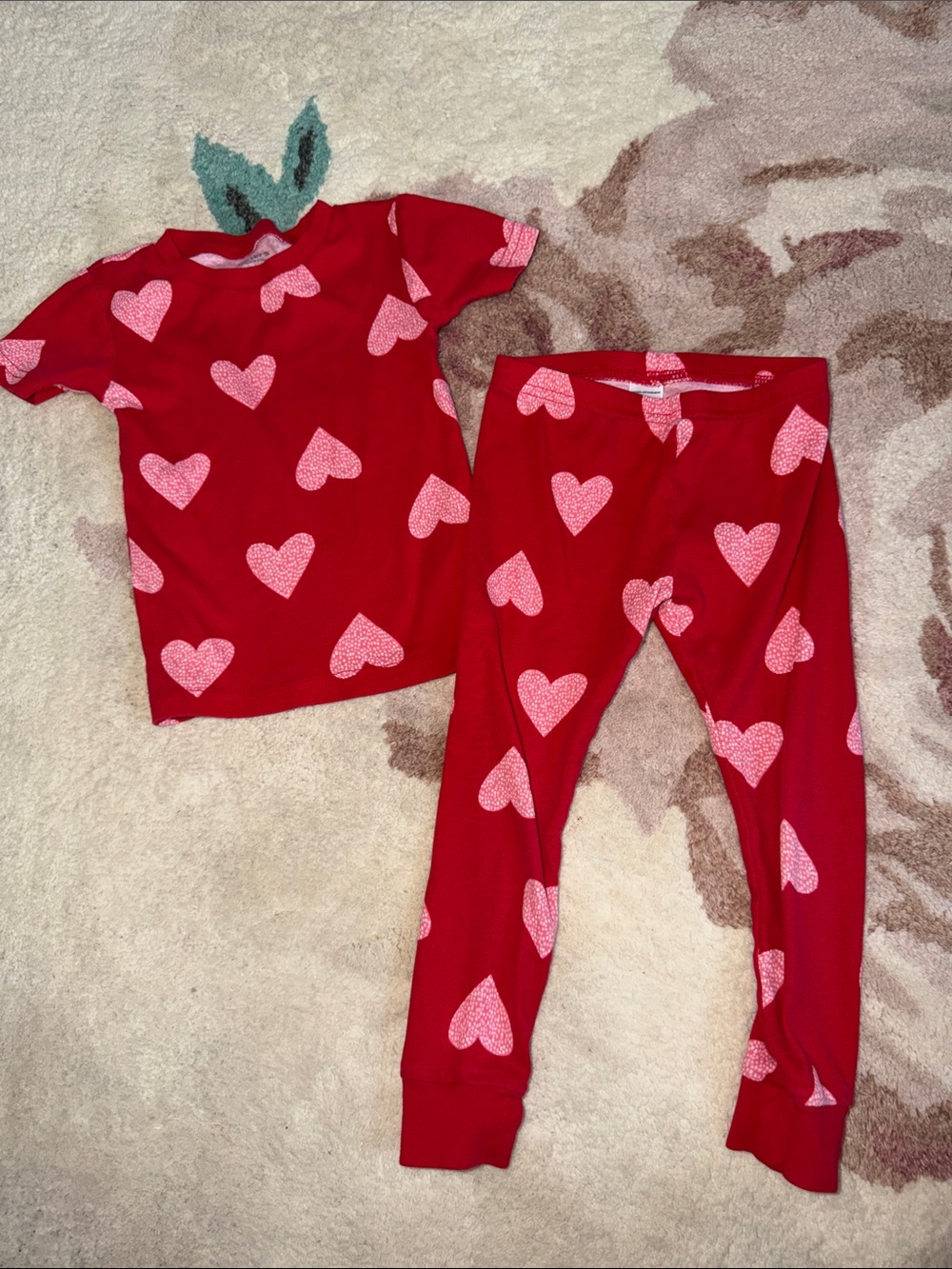 Carter's Red Heart Print Pajama Set with Pink Hearts
